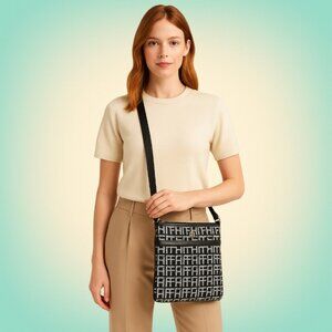 Y2K Streetwear Monogram Crossbody Bag Black White Tommy Hilfiger